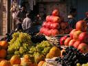 Fruit stand. Unfortunately we are not confident enough with the un-peelable fruits yet to enjoy all this variety.